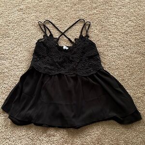 Cute Black Flowing Tank